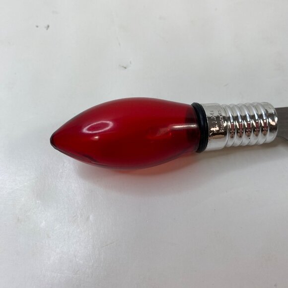 Knife Utensil Red Christmas Light Bulb Handle Silver Base Cheese Butter Spreader - Picture 4 of 5